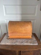 Ancien Range Porte Corbeille Courrier Cuir Marron Vintage en l'état FRANCE