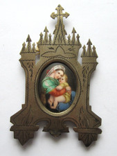 Cadre Reliquaire Porcelaine Vierge à la Chaise XIXè Victorian Porcelain 19thC