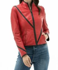 Veste en cuir rouge 100 % cuir