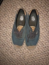 Custom Vans Off The Wall 721461  Skateboard  Men Lace Up Shoe Sz 10.5 Blue/Cork