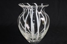 Ancien vase en verre de Murano, blanc et transparent, Hauteur 17.5 cm