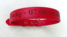 Collier cuir PU chien taille L gravé , 4 tailles , 4 coloris +nom +tel + puce 