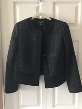Ann Taylor Women PETITE 'Shiny & Black Shells' Jacket Size 2P -Lightly Worn