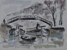 Albert Lepreux (1868-1959) (55) - aquarelle - Paris (pont du canal Saint-Martin)