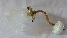 APPLIQUE Murale Ancienne LAMPE COL DE CYGNE Tulipe Verre dépoli 2