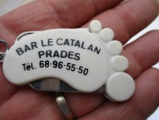 ANCIEN COUTEAU PLIANT PUBLICITIAIRE BAR LE CATALAN A PRADES (PO 66) LAMES INOX