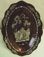 Tableau laqué et nacré en