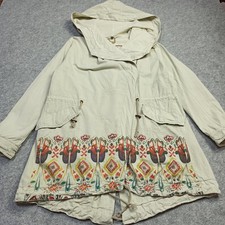 Desigual Veste Femmes Taille XL EUR-42 Beige Batik Zip Long Transitional Manteau