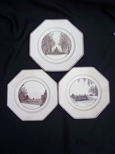 3 ASSIETTES FAIENCE GEO ROUARD HERMANN PAUL MODELE VERSAILLES