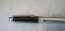 SUPERBE STYLO BILLE MONTBLANC MEISTERSTÜCK SOLITAIRE PLATINE - FINITION CARBONE