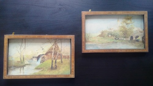 Pair 1918 signed landscape - pair,