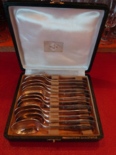 Christofle Art Déco Cuillères Café Argent Plaqué Silver Silber