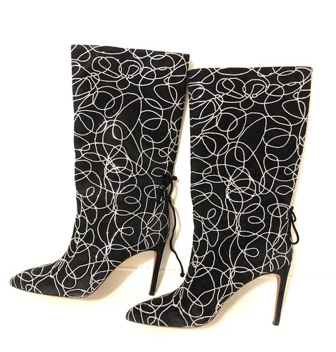 Alaia bottes daim noir - en,