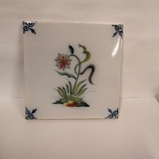 Ancien Carreau Carrelage Faience De Delft 13cm Fleur Tiles Azulejos Déco