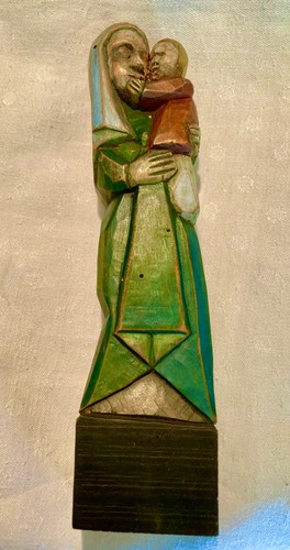 Sculpture bois polychrome - sculpture,