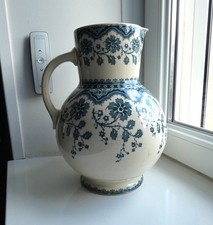 Ancien Broc Pichet Cruche Sarreguemines UC Modèle Malines Bleu Art Nouveau Déco.