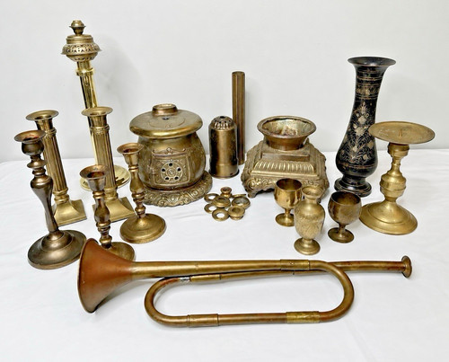 Lot brass candlesticks - lot,