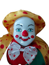 Figurine Clown Cirque Vintage 33cm - Porcelaine et Tissu
