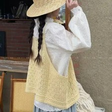 Women Tricot Gilet à Col