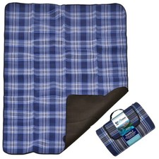 Géant 200cm Couverture Famille Taille Étanche Tartan Bleu Plage Tapis 2m Tapis