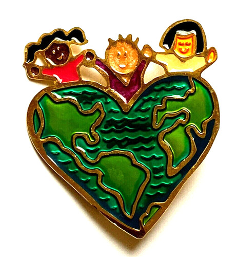Rare broche coeur enfant - enfant, du