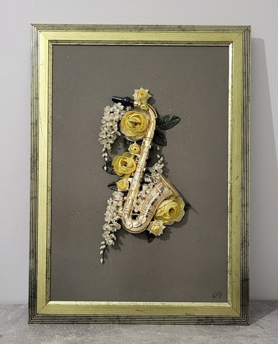 Tableau saxophone fleuri - tableau,