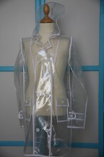8 Ans fille IMPERMEABLE transparent -à capuche-  BOBOLI ganse blanche