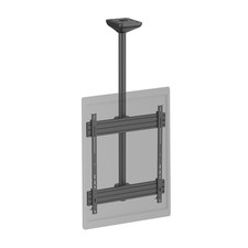 Support TV plafond 1 écran mode portrait 65''- 75'' Hauteur 150 cm noir