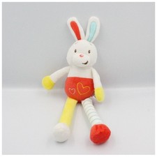 Doudou lapin blanc rouge jaune
