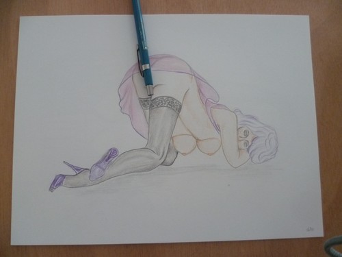 Dessin original feminin nu - dessin,