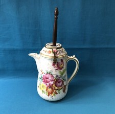 ancienne chocolatière en porcelaine SAMSON / PARIS + moussoir bois Chocolat 30cm