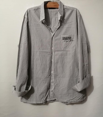 Chemise grise rayures coton - à,