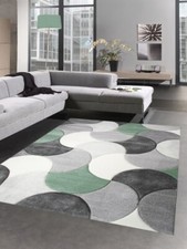 Tapis de salon design tapis court pile gouttes gris vert beige