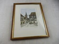 Ancien dessin / lithographie, Jean Pierre Rémon, village en Alsace