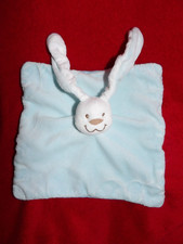 Doudou Plat Lapin Blanc Bleu