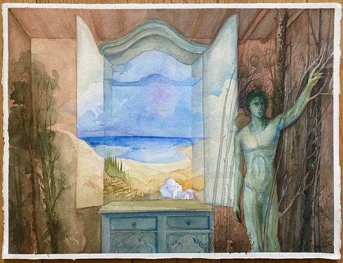 Tableau aquarelle hiver - tableau,