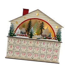 Calendrier de l'Avent en bois en forme de maison, pour décorer votre