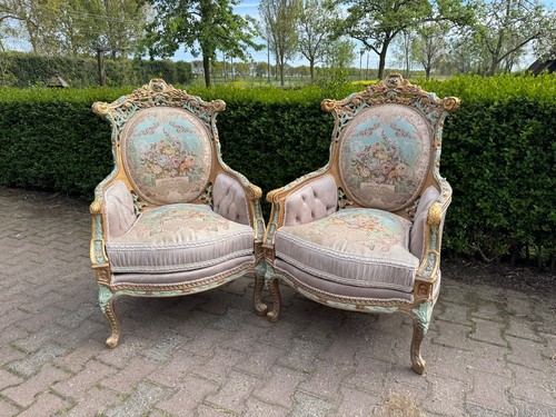 Chairs french louis xvi pastel - chairs,