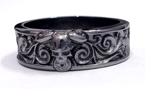 Bague unisexe gravée crâne