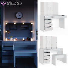 Coiffeuse Vicco Sherry blanche, table de maquillage, 5 tiroirs, commode