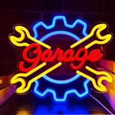 Garage Neon Sign Wrench Shaped
