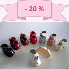 -20% PROMO - LOT DE 3 Paires CHAUSSURES en cuir pour POUPEE BLEUETTE - BRAVOT