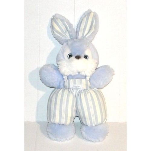 Doudou lapin bleu blanc - lapin,