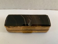 ANCIENNE PETITE BOITE TABATIERE LAITON AGATE - NAPOLEON III