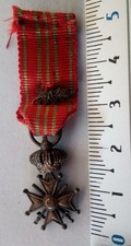 MEDAILLE CROIX DE GUERRE BELGE BELGIQUE - MINIATURE REDUCTION - CITATION PALME