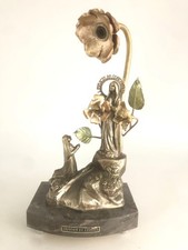 Statue boîte à musique en régule Notre Dame de Lourdes ancienne collection