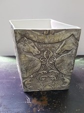 Vase ROYAL DOULTON Céramique Blanche & Gris Staffordshire England Vintage #C990