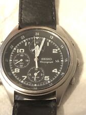 Seiko Chronographe Boîtier Argenté en Acier Inoxydable Bracelet En Cuir De Veau