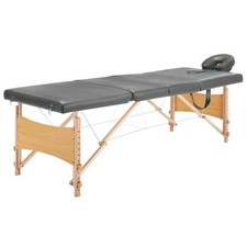 Table de Massage Pliante Lit de massage 4 Zones Noir Cadre en Bois + Sac vidaXL
