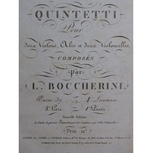 Boccherini luigi quintetti - boccherini, op